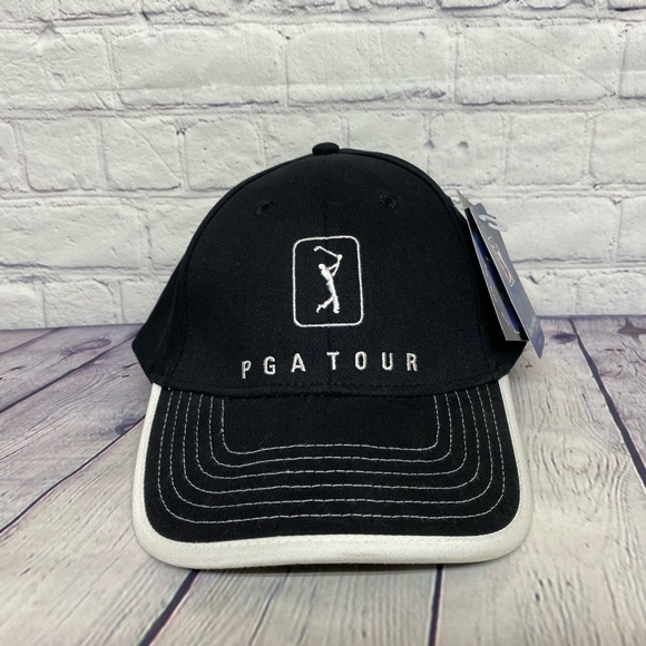 PGA Tour Hat Cap Stretch Fit Size S/M Embroidered Logo Golf Golfer Deadstock NWT - Picture 1 of 9